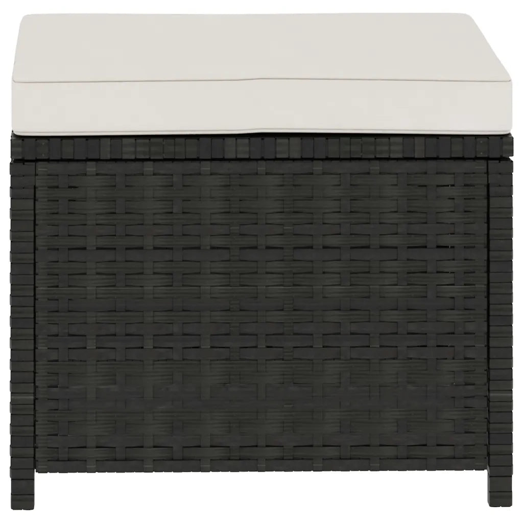 Set Divani da Giardino 5 pz con Cuscini in Polyrattan Nero
