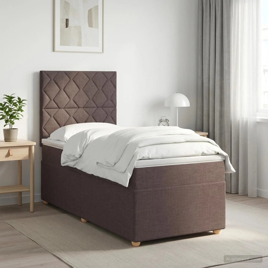 Letto box spring con materasso Marrone Scuro 80 x 200 cm 3455227