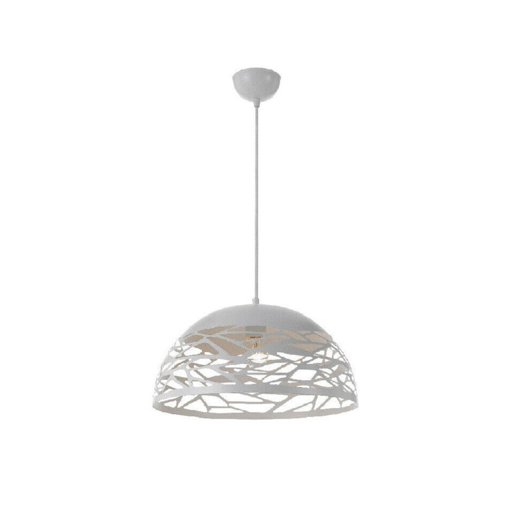 Trade Shop - Lampadario Design Contemporaneo Paralume Metallo Traforato Sospensione E27 A37 Bianco -