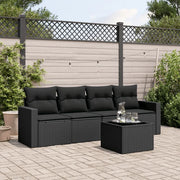 Salotto da Giardino-Set Divani da Giardino 5 pz con Cuscini in Polyrattan Nero 958846