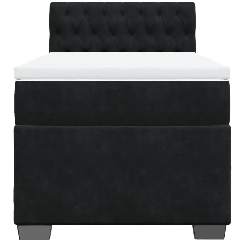 Giroletto a Molle con Materasso Nero 90x200 cm in Velluto 3286218