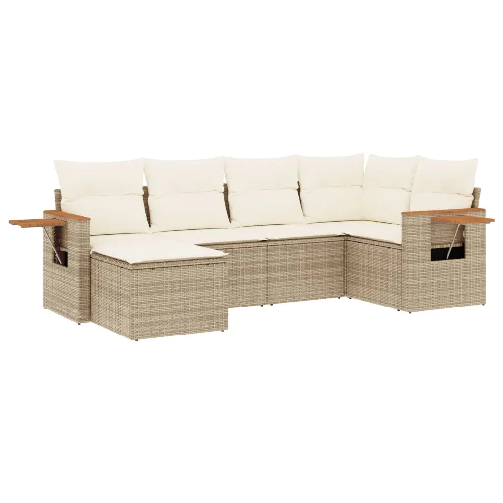 Set Divano da Giardino 6 pz con Cuscini Beige in Polyrattan 3227017