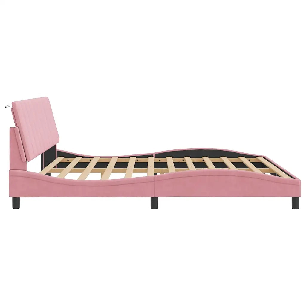 Giroletto senza Materasso-Struttura Letto Hanko Rosa 200x200 cm in Velluto