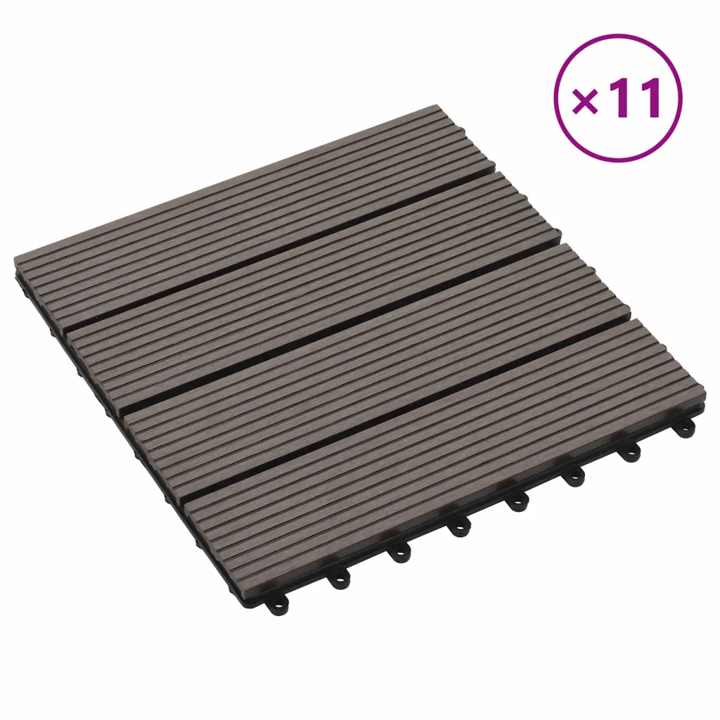 Piastrella per Decking 11 pz Marrone Scuro 30 x 30 cm WPC CFW4936452