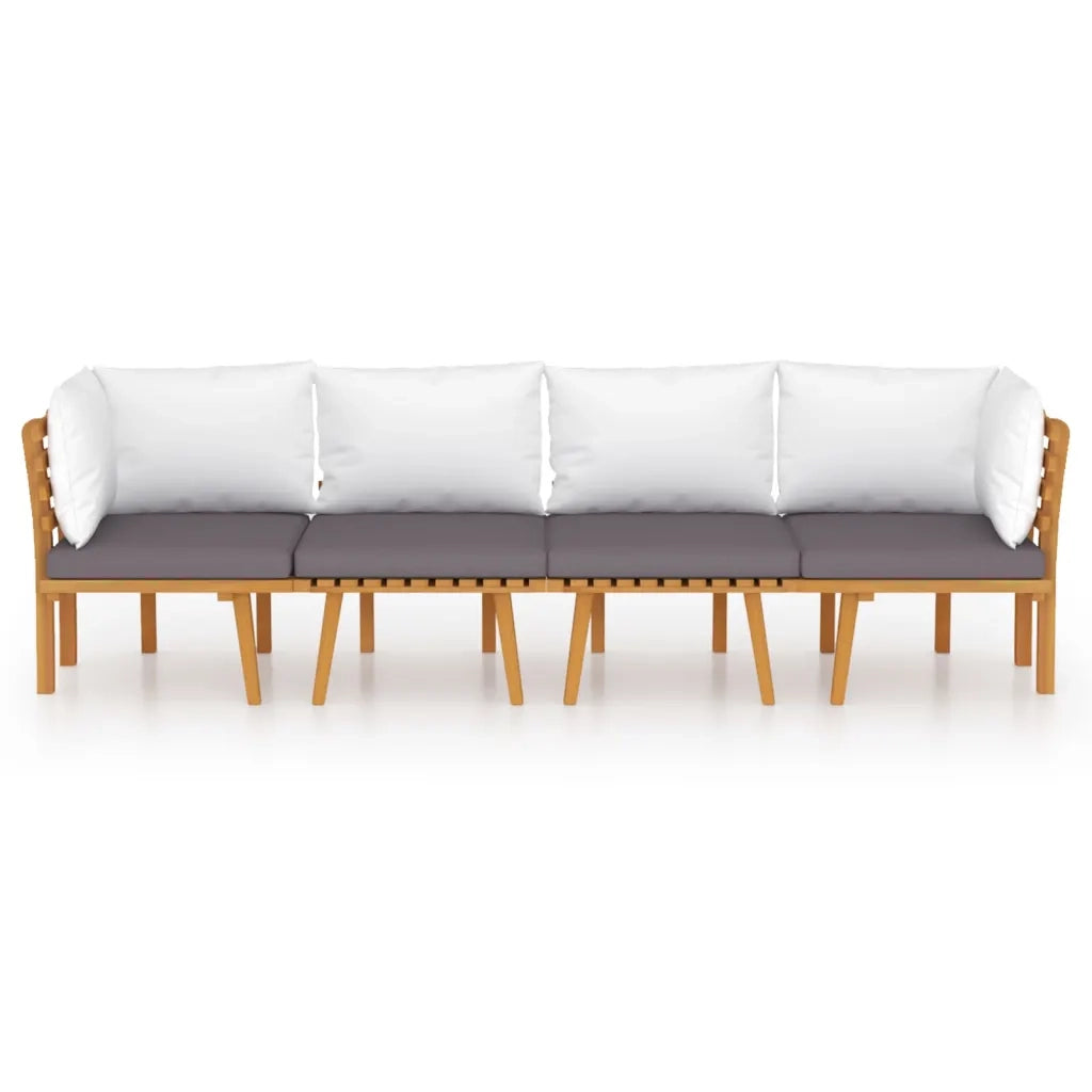 Set Divani da Giardino 4 pz con Cuscini in Massello di Acacia 3087008