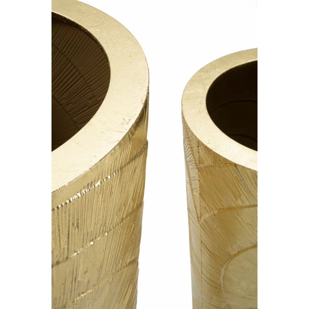Set di 3 Vasi Decorativi VKH418, Oro, Metallo, 50,8x50,8x114,9 cm