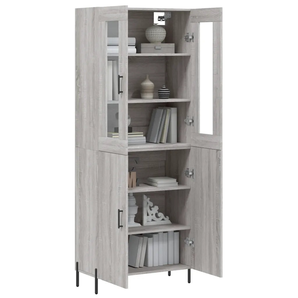 Credenza-Buffet-Armadio da cucina Grigio Sonoma 69,5x34x180 cm in Legno Multistrato 694069