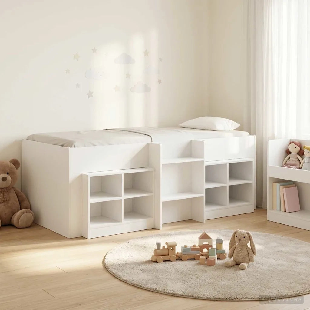 Struttura Letto Loft con Mobile 3 pcs Bianco Legno multistrato