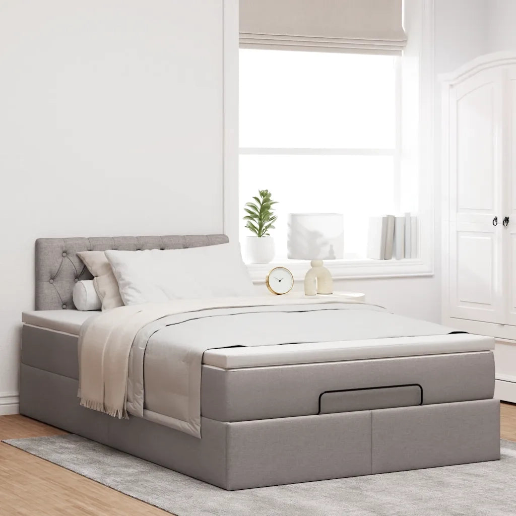 Struttura Letto Pouf con Materasso Tortora 120x200cm in Tessuto 3312385
