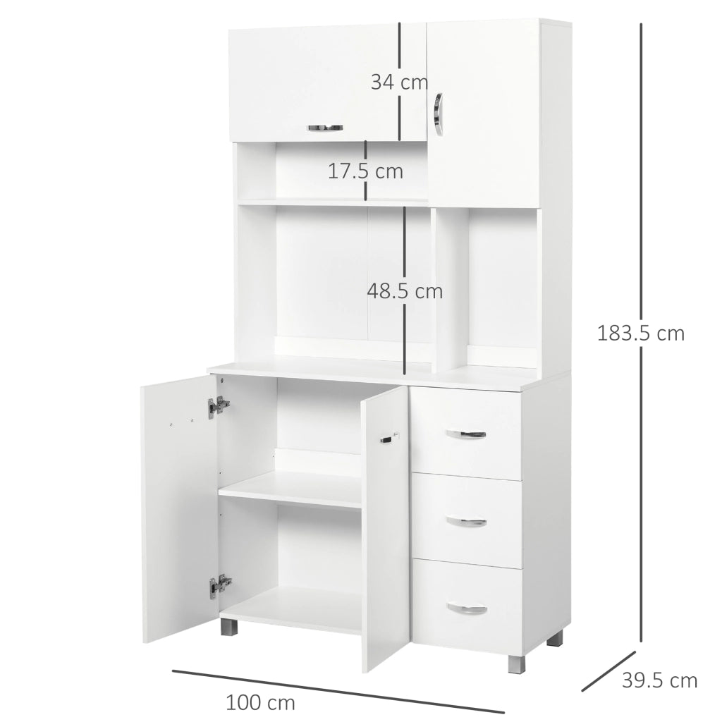 Credenza Bianco con Cassetti e Ante ¨C zephmum ¨C Bianco 100x39.5x183.5cm