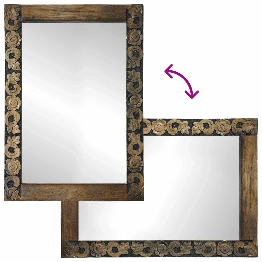 Specchio da parete Rettangolare Marrone Noce 70 x 50 cm 4018363
