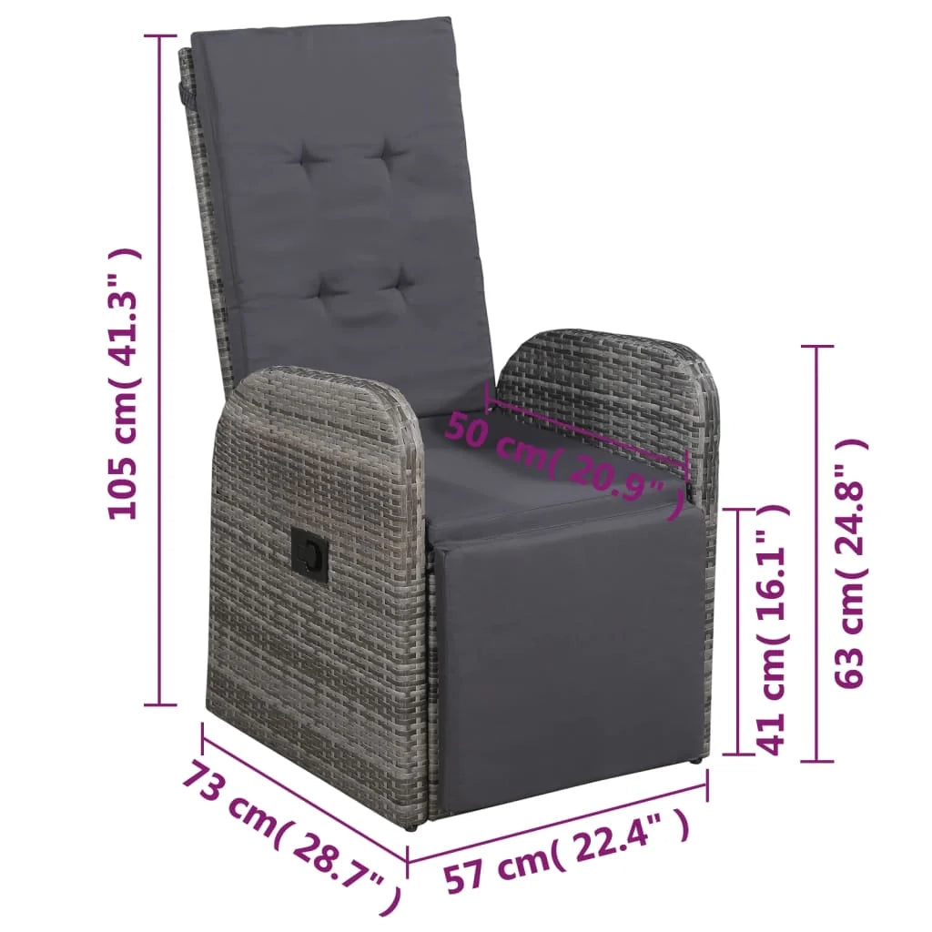 Set di mobili da bistrot da 3 pezzi con cuscini resina intrecciata grigia 02_0014535