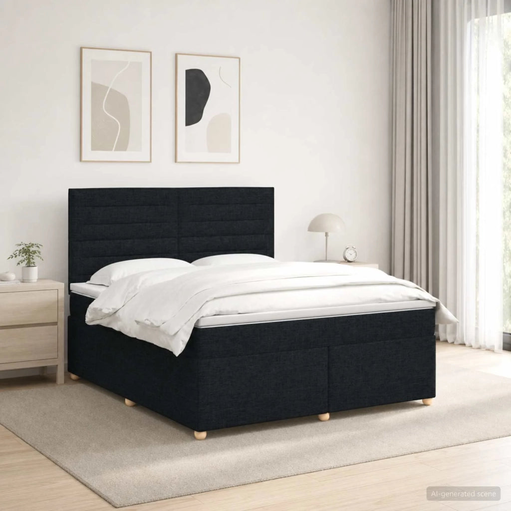 Letto box spring con materasso Nero 160 x 200 cm Tessuto 3455380