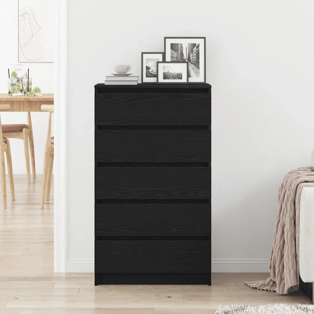 Cassettiera Rovere Nero 60x36x103 cm in Legno Multistrato 862008