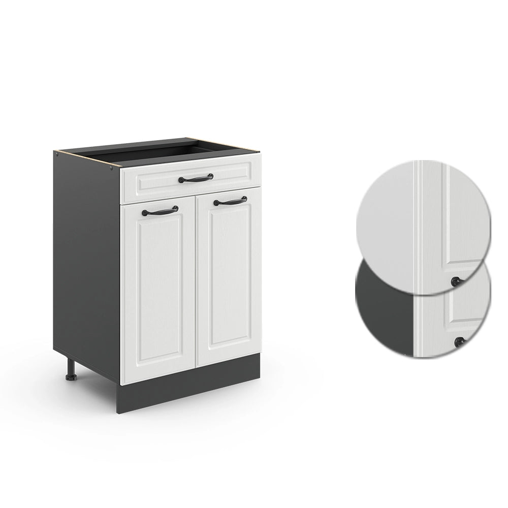 Vicco Mobiletto base per cucina Bianco casa di campagna 60 cm con cassetto, senza piano di lavoro