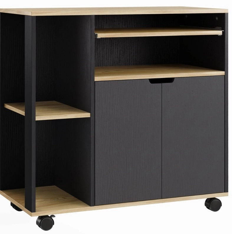 Carrello da cucina mobile nero con ripiani regolabili
