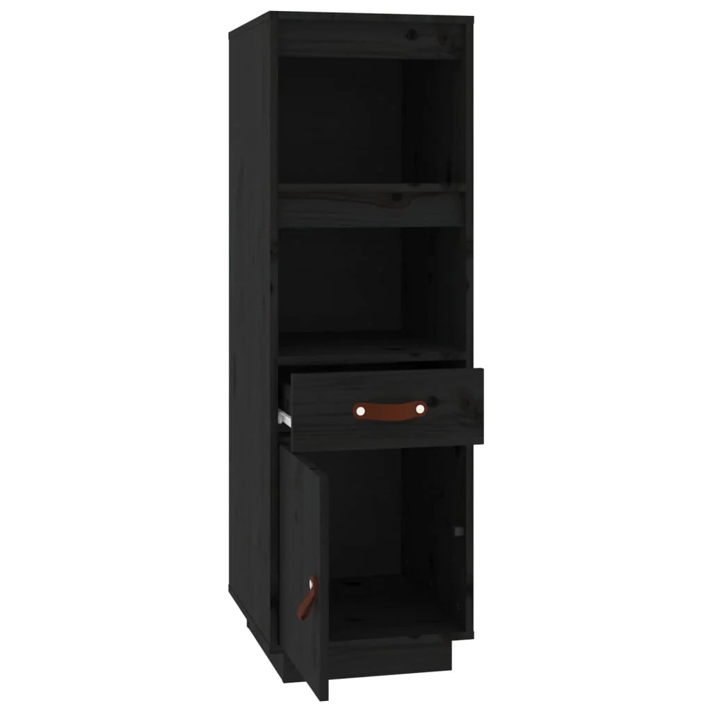 Buffet credenza cassettiera armadio mobile contenitore organizer cucina soggiorno salotto alto 34 x 40 x 108,5 cm legno massello di pino nero 02_0034910