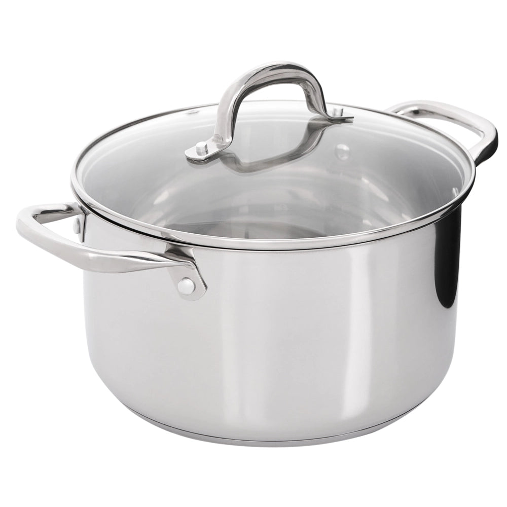 Set di pentole e padelle da 7 pezzi in acciaio inossidabile argento 3 pentole con coperchio e 1 padella