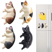 Magnetizzatore per frigorifero per gatti, 4 pezzi, in cera, gatto realistico, per casa, ufficio, scuola, idea regalo (nero, grigio)
