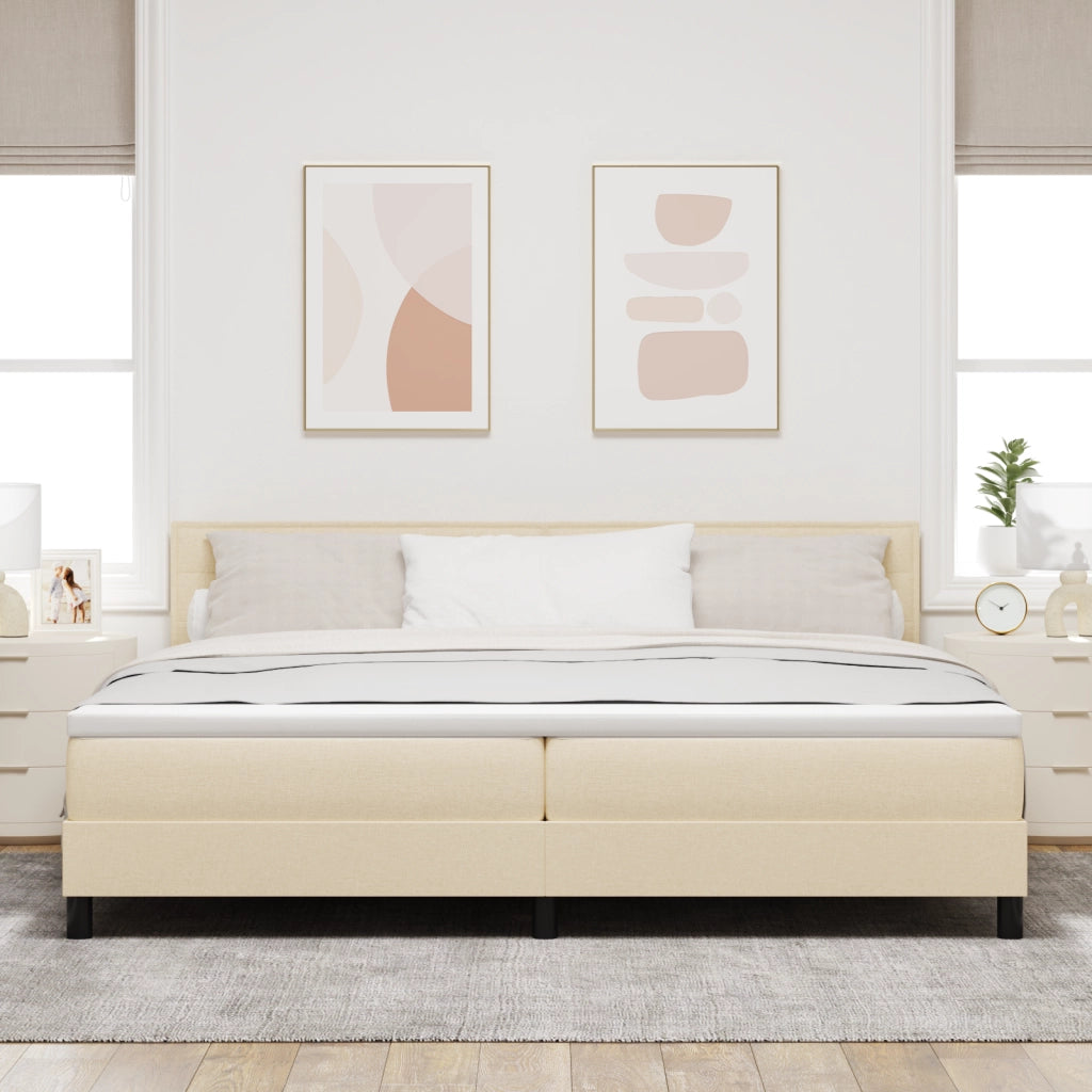 Letto Box Spring con Materasso & LED Crema 200x200 cm Tessuto