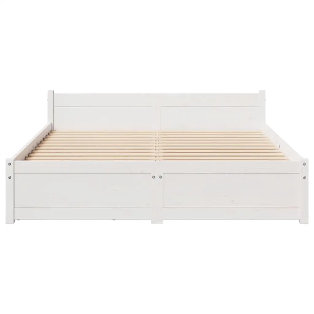 Letto senza Materasso Bianco 135x190 cm Legno Massello di Pino 3301679
