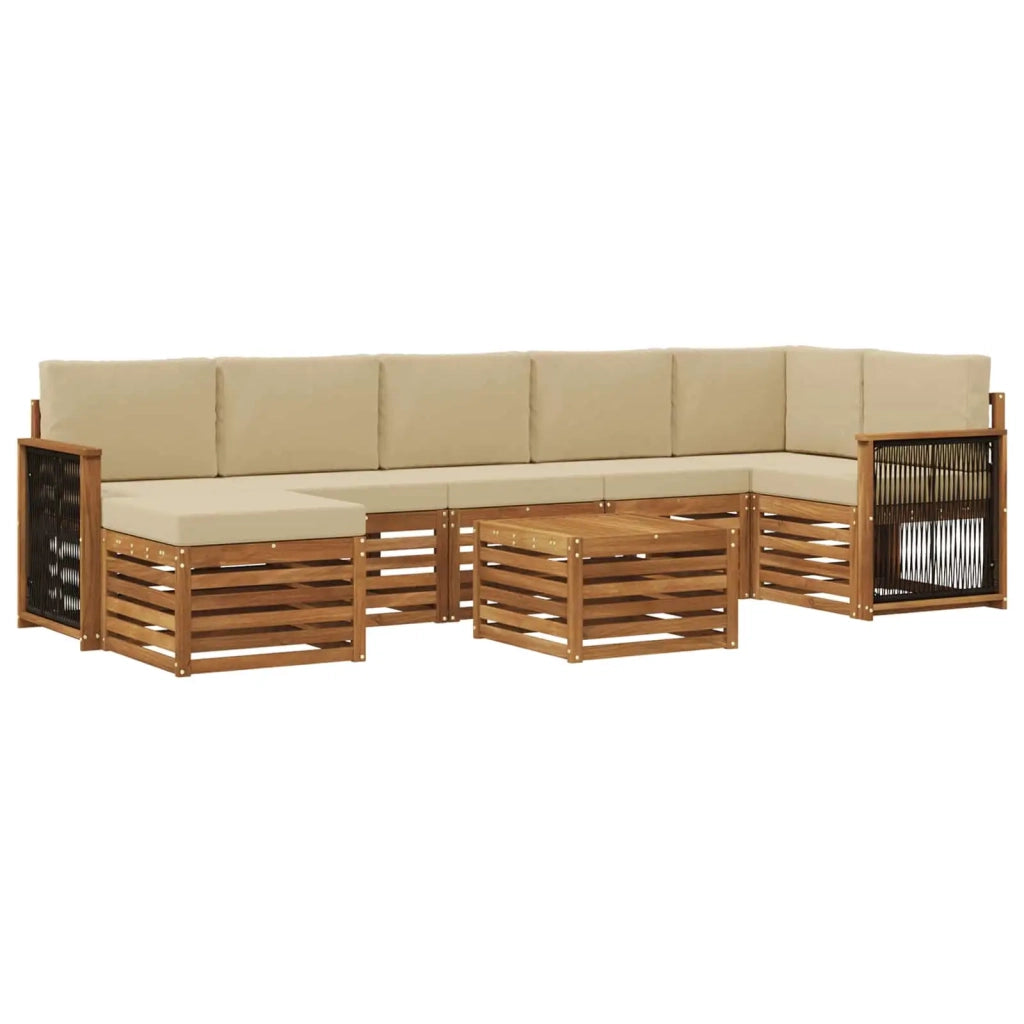 Set di divani da esterno con cuscino 7 pcs Naturale 3384654