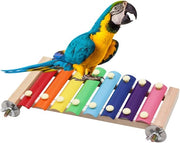 Xylofono Colorato per Bambini con 8 Tasti Metallici da Appendere, Accessori per Gabbia di Uccelli per Polli, Pappagalli e Piccioni.