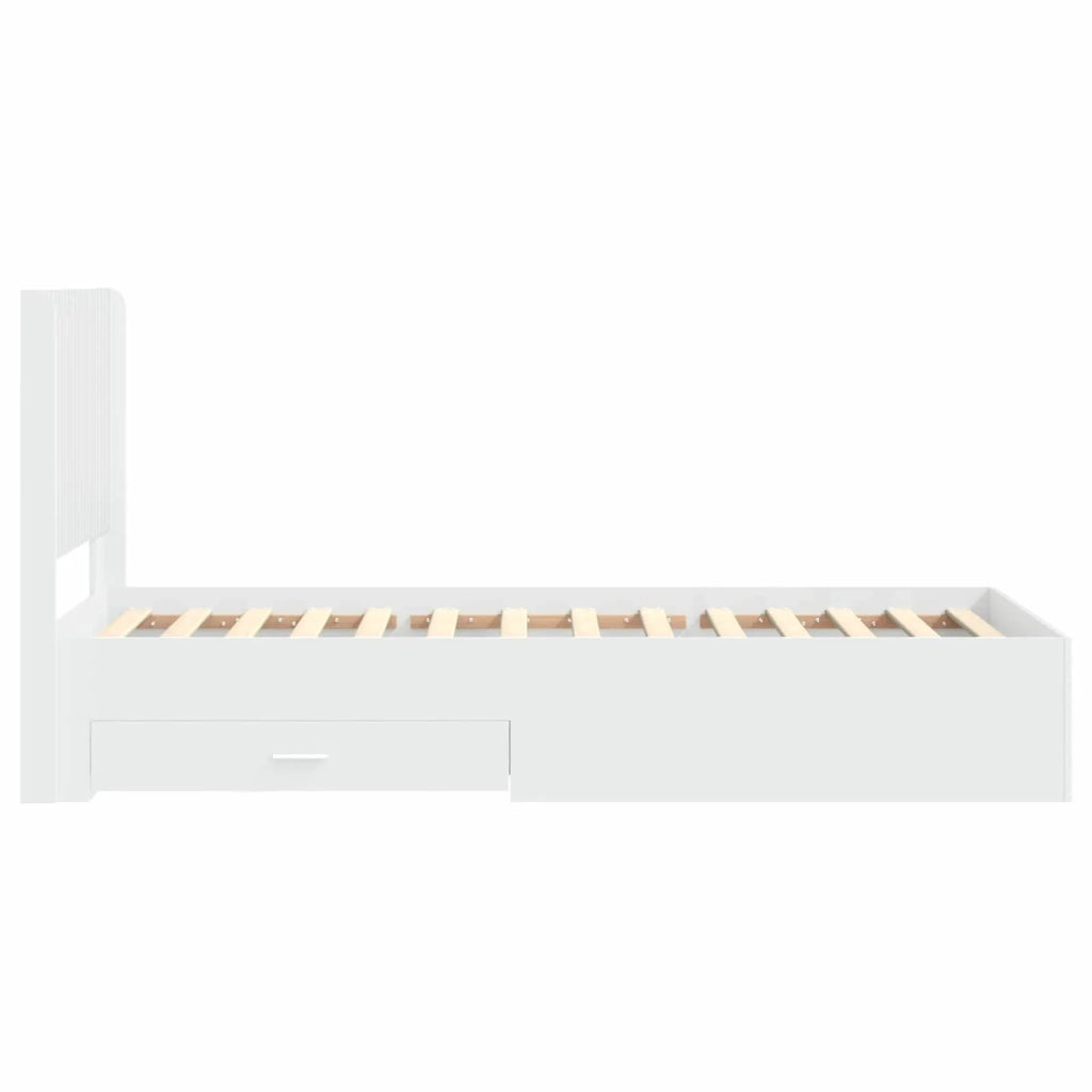 Struttura del letto con stoccaggio e testata Bianco 90 x 190 cm 3414157