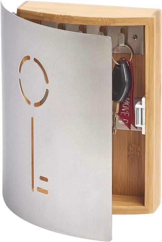 Cassa da chiave in stile con legno di betulla e acciaio inossidabile con 9 ganci
