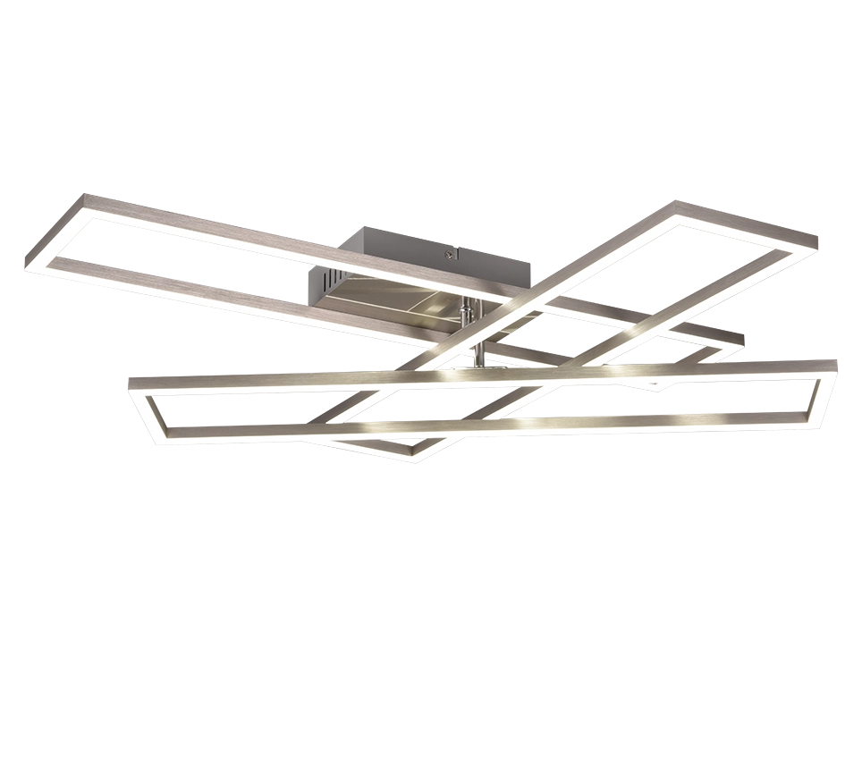 Plafoniera LED, metallo, nichel opaco, 66x10x60 cm, Corso