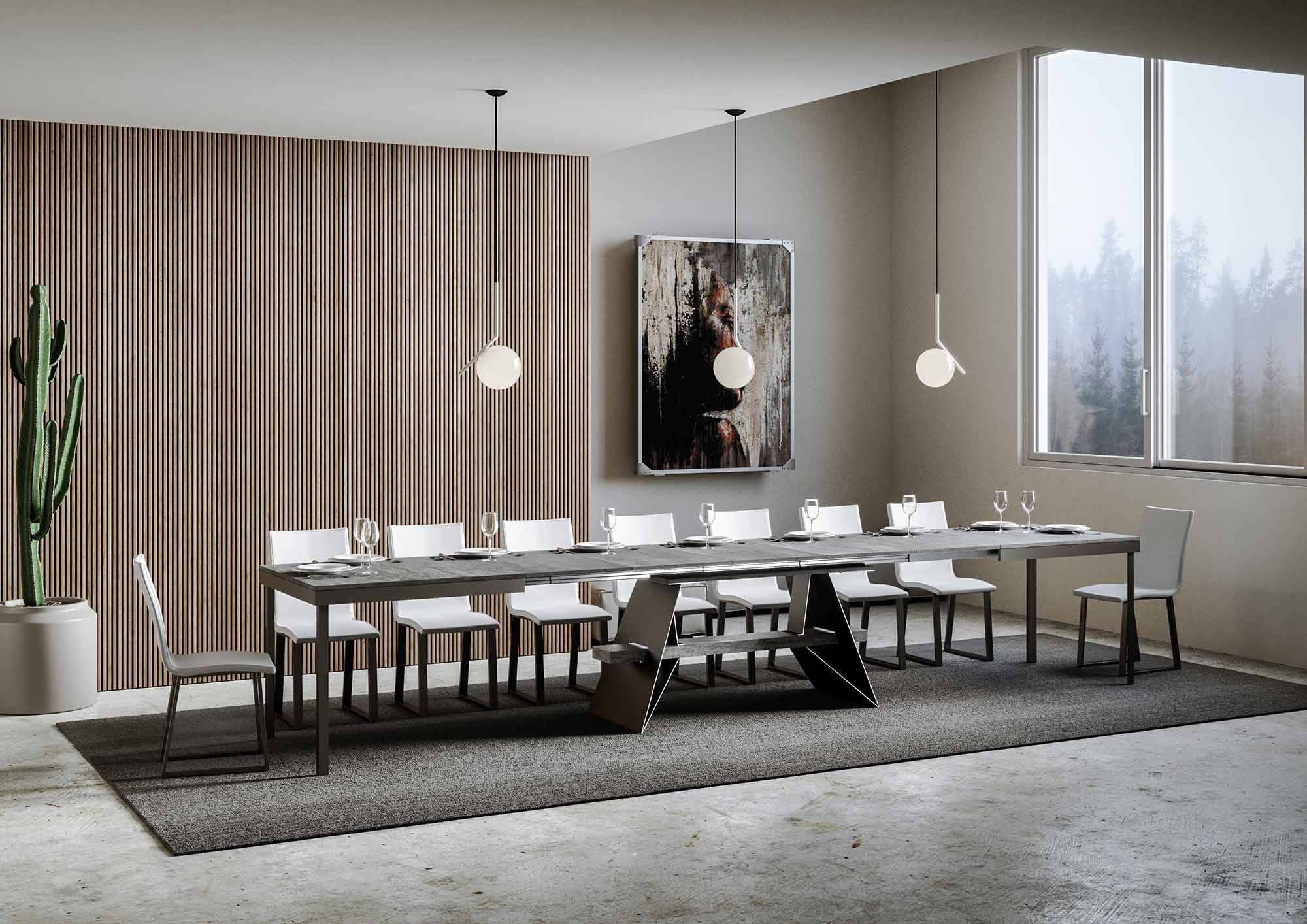 Tavolo Allungabile 160-420x90x77 cm Baita Evolution Cemento