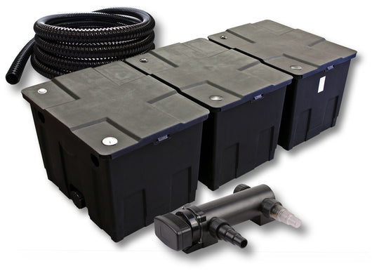 Set Filtro a 3 camere per laghetto da 90000l Chiarificatore UVC da 18W Tubo da 5 m