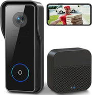Deurbell' Videoconferenza - Deurbel Senza Abbonamento - Deurbel con Camera, Batteria, Campanello e Gong - Nero