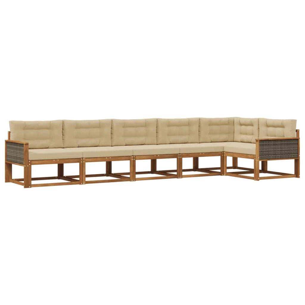 Set di divani da esterno con cuscino 6 pcs Naturale e Beige 3382601