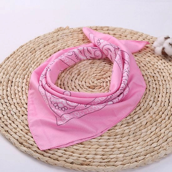Set di 5 sciarpe quadrati in poliestere e cotone, sciarpa per bicicletta all'aperto, adatta a donne, uomini e bambini, 55*55CM, rosa