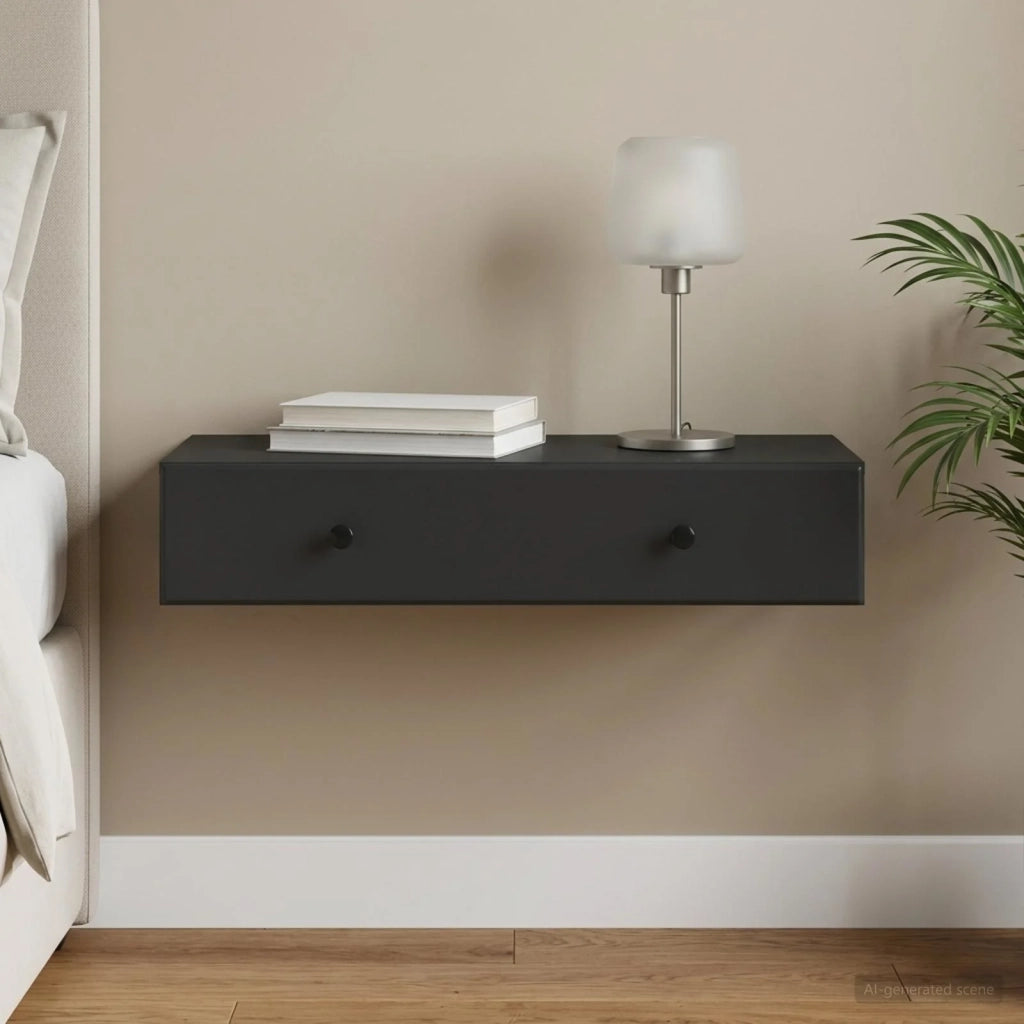Tavolino da Parete Laterale Nero 87,5 x 34,5 x 17 cm 899176