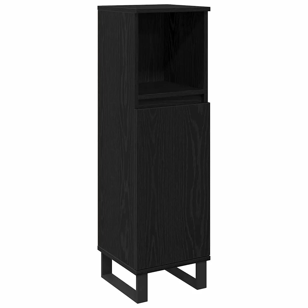 Mobile da Bagno Rovere Nero 30 x 30 x 100 cm Legno multistrato 862886