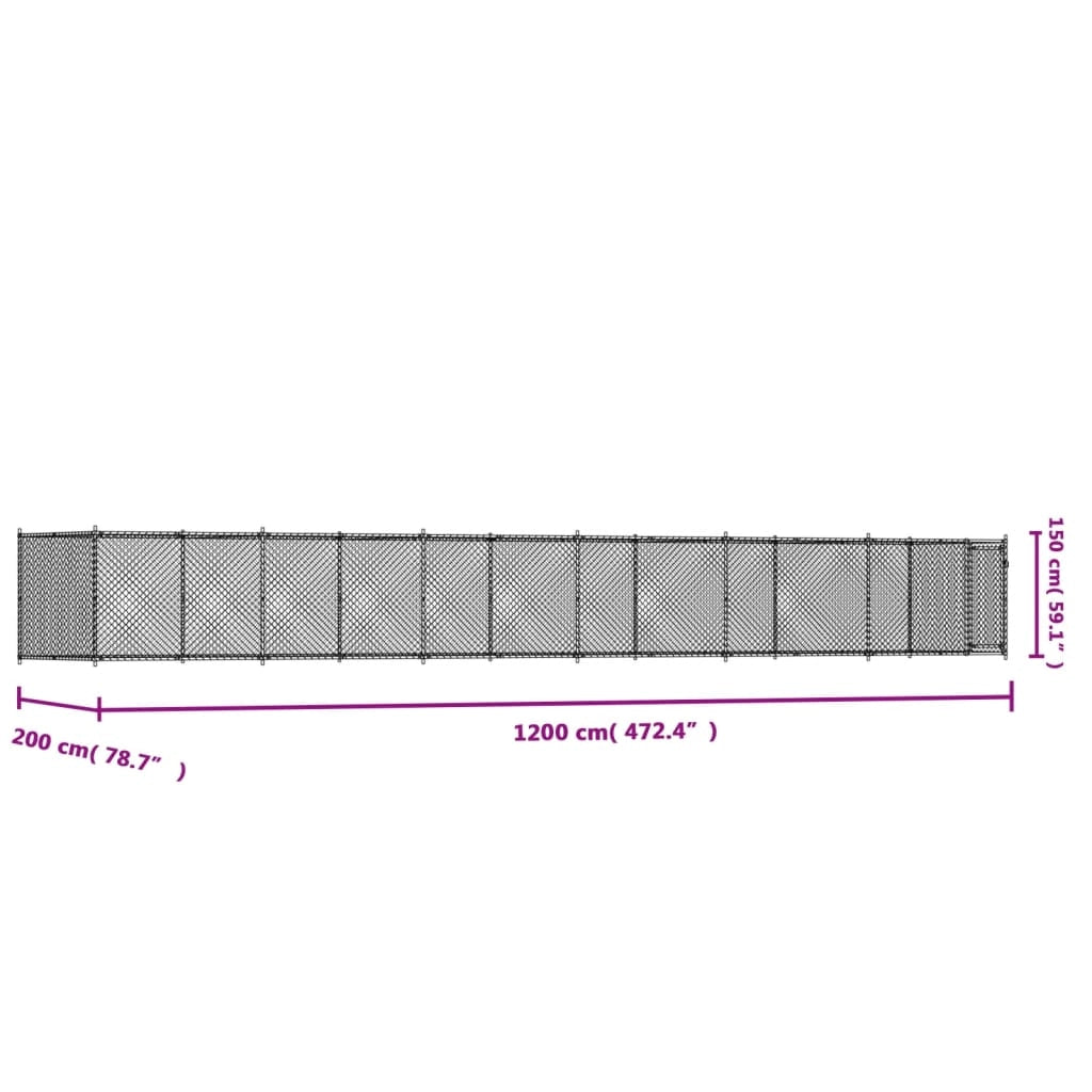 Trasportino per cani con porta 12 x 2 x 1,5 m acciaio zincato grigio 02_0041617