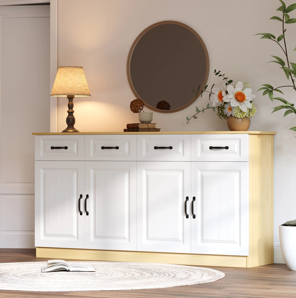 Credenza moderna in MDF 160 cm con 4 ante, 4 cassetti e ripiani regolabili