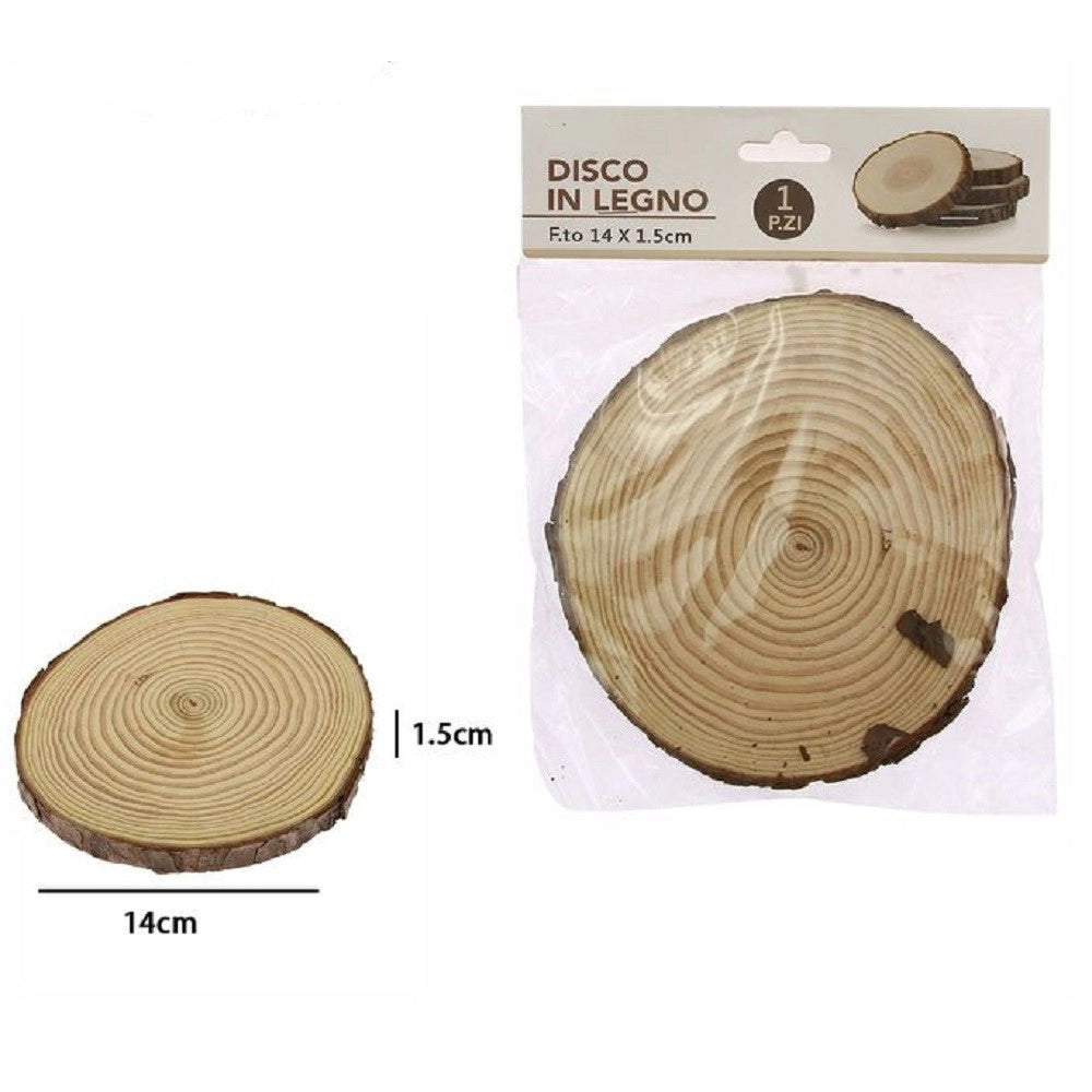Trade Shop - Disco Di Legno Base Tronco Decorativa Per Ornamento Casa 14x1.5 Cm Rotondo 72111 -