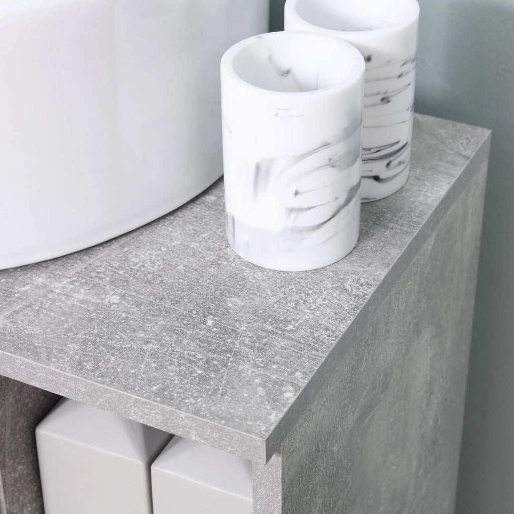 Mobile Sotto Lavabo Bagno 6 Ripiani 1 Anta 60x30x68 cm in Legno Grigio