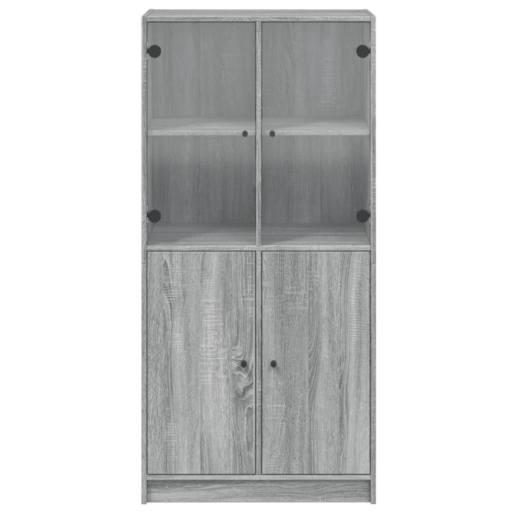 Buffet credenza cassettiera mobiletto mobile contenitore organizer cucina soggiorno salotto alto con ante rovere Sonoma 68 x 37 x 142 cm legno ingegnerizzato grigio 02_0032244