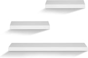 Mensola da Parete, Mensola da Muro, Mensola in Legno MDF, Bianca, Set di 3, 40/40/80x22.9x3.8cm, per Cucina, Bagno, Soggiorno, ECC RG9372ws-2+RG9318ws