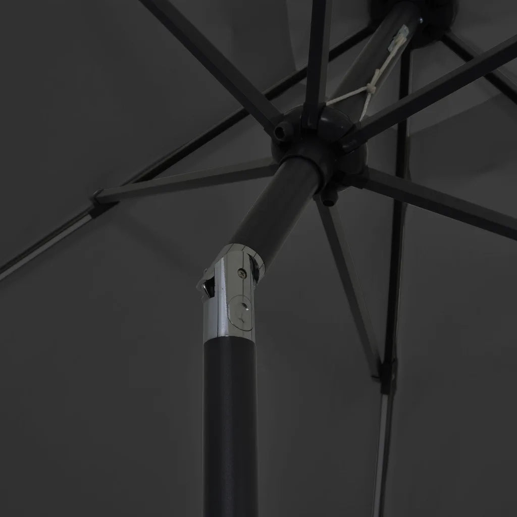 Ombrellone con Luci a LED-Ombrello da giardino e Palo in Alluminio 300 cm Antracite