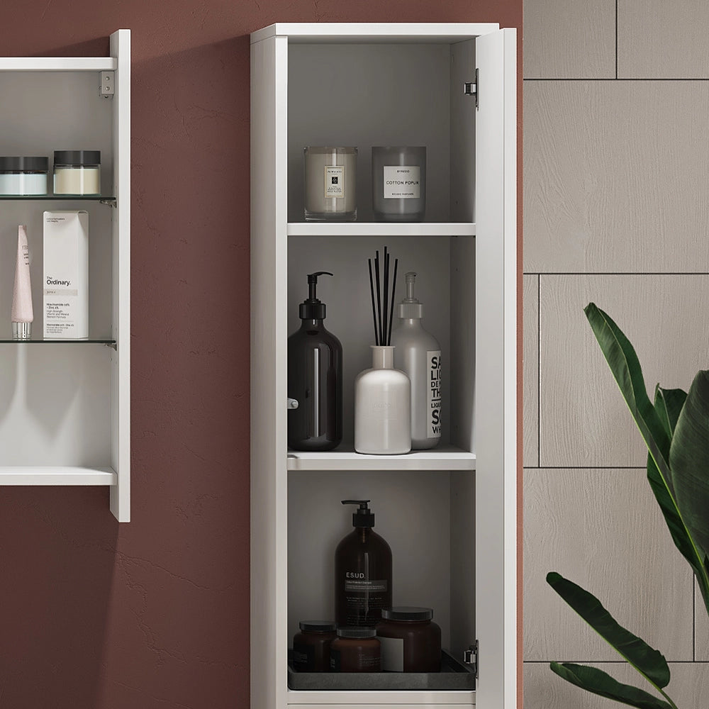 Vicco Armadio per il bagno Bianco 30.2 x 191.5 cm con ante e vano a giorno