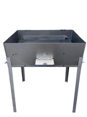 Barbecue da esterno con coperchio richiudibile in ferro, piedi estraibili, per carbone o legna, ideale per campeggio, picnic, grigliate 50x35 cm
