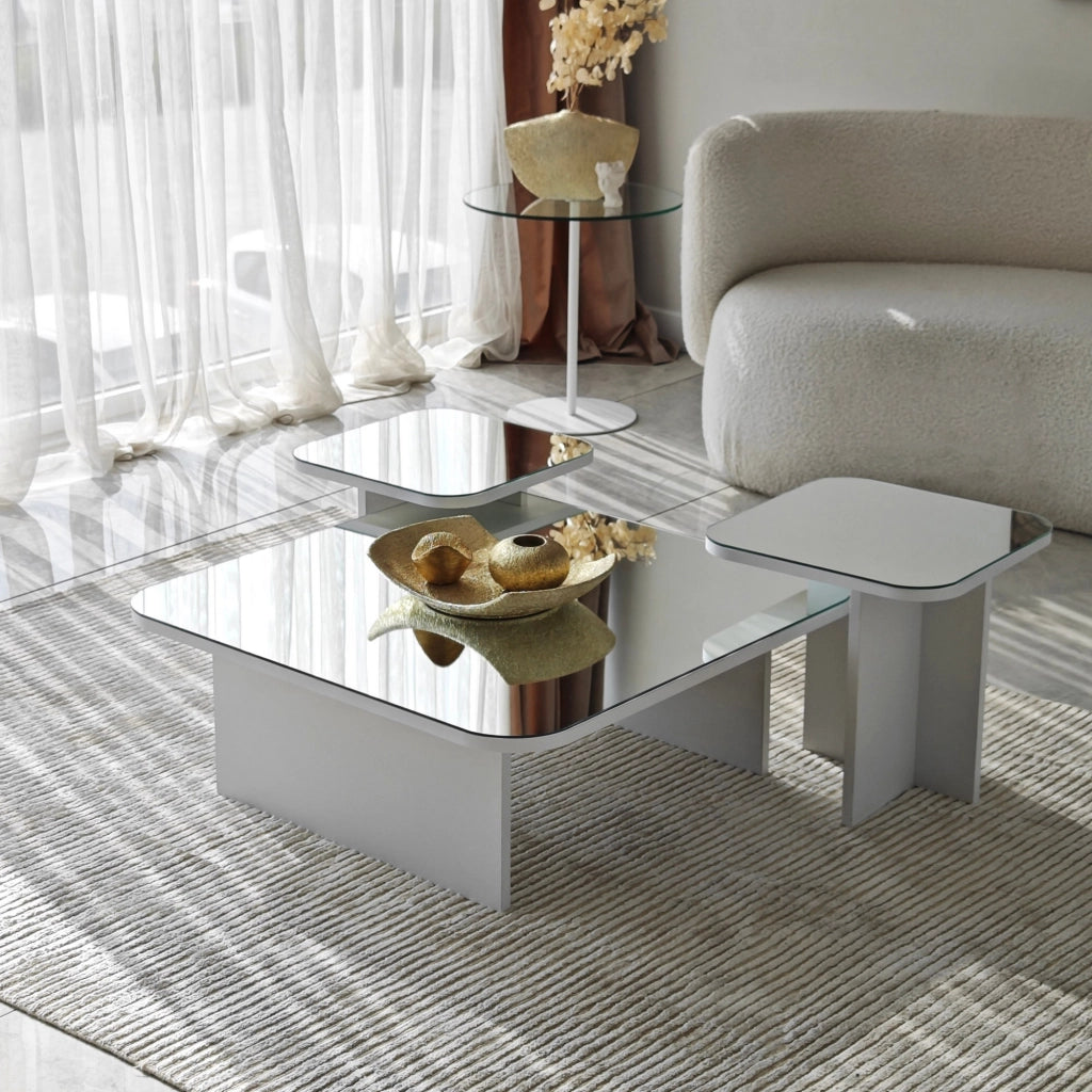 Pagliara, Tavolino da Salotto Modulabile, 80x80x30h cm Bianco