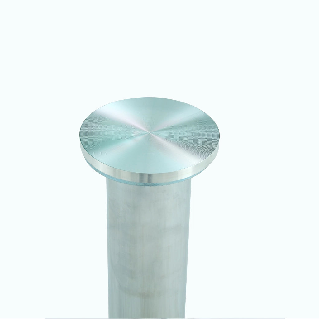 Tavolo da bar rotondo in vetro trasparente Ø 85 cm, altezza 76 cm, struttura in metallo silver