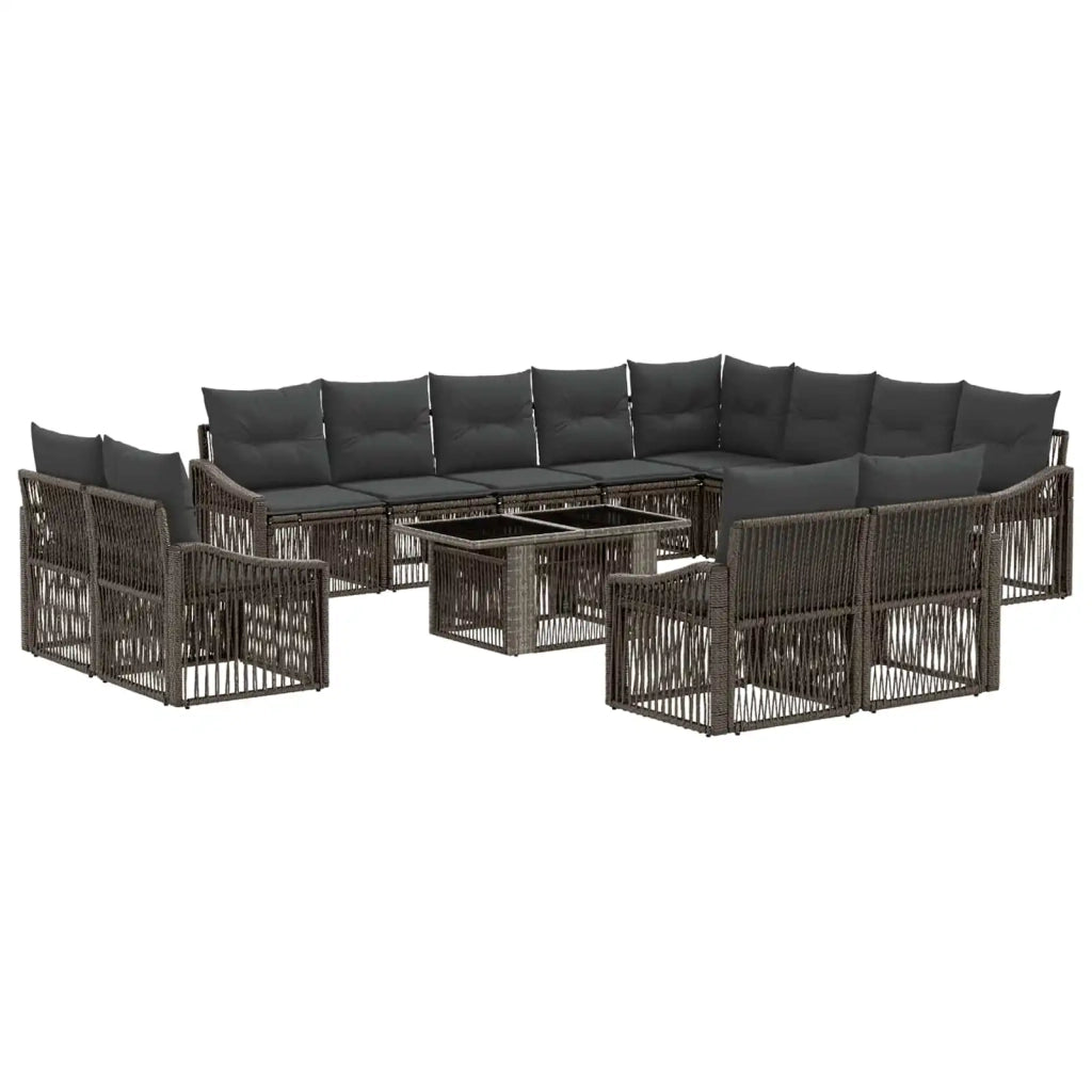 Set Divano da Giardino 13 pz Grigio e Grigio Scuro polyrattan 3437333