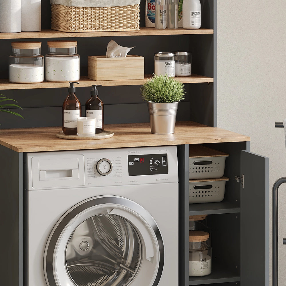 Vicco Mobile lavatrice Antracite/quercia dorata 93.6 x 88.2 cm 2 parti con armadio e ripiano